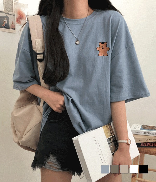 [무료배송] 보타이 곰돌이 오버핏 반팔 티셔츠