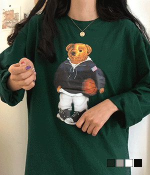 [무료배송] 농구하는 테디 루즈핏 긴팔 티셔츠