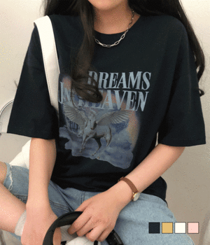 [무료배송] 해븐 유니콘 빈티지 프린팅 티셔츠