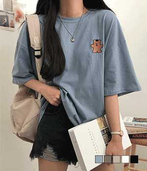 [무료배송] 보타이 곰돌이 오버핏 반팔 티셔츠