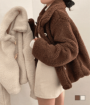 [무료배송] 귀여운 뽀글 테디베어 떡볶이 더플 숏 코트 자켓