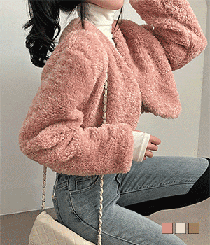 [무료배송] 히비스 뽀글이 양털 노카라 볼레로 자켓