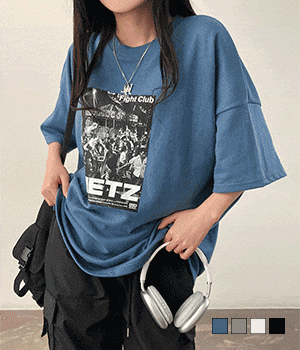 [무료배송] 미츠 힙빈티지 프린팅 오버핏 반팔 티셔츠