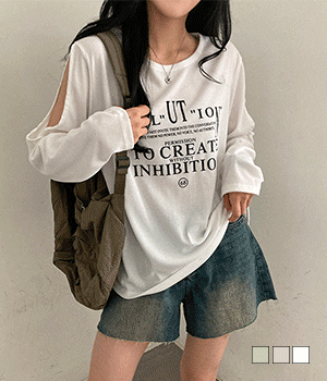 [무료배송] 에볼루션 레터링 어깨 트임 루즈핏 티셔츠